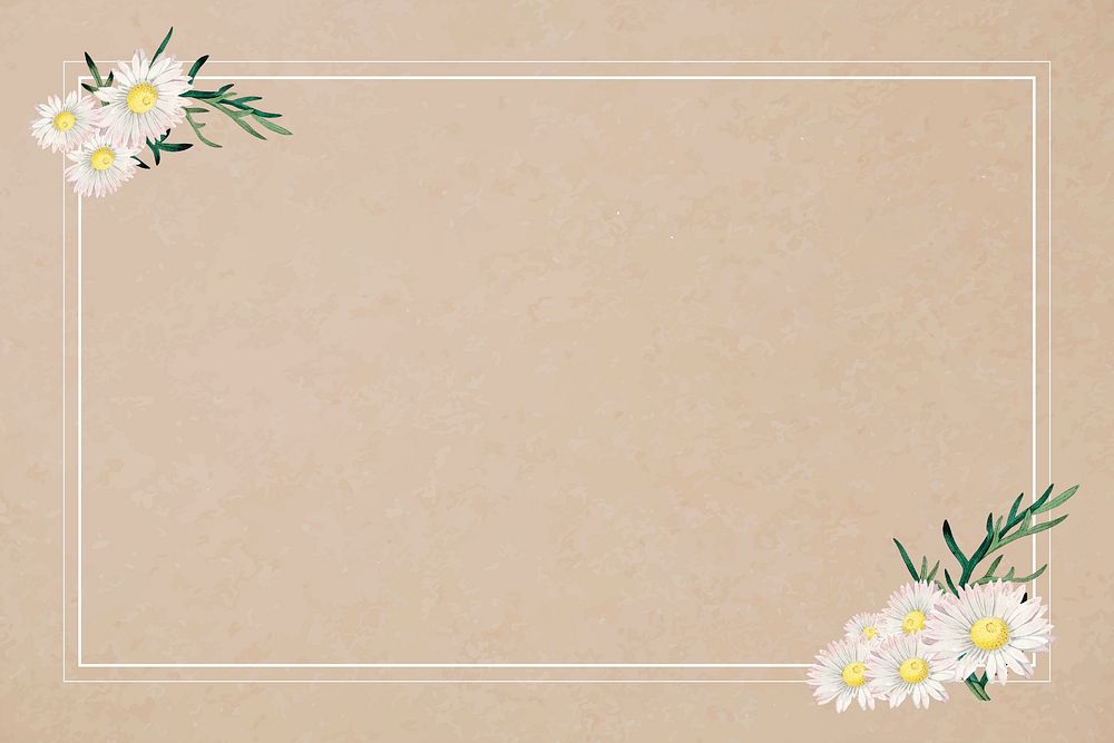 White daisy on a frame on brown background vector