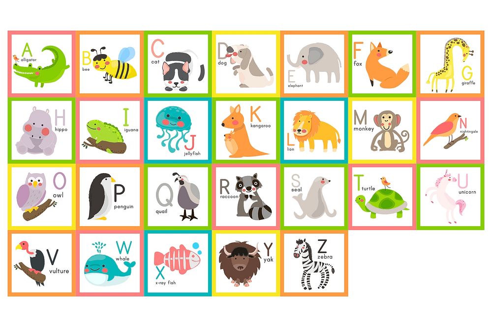Illustration of alphabet animals design