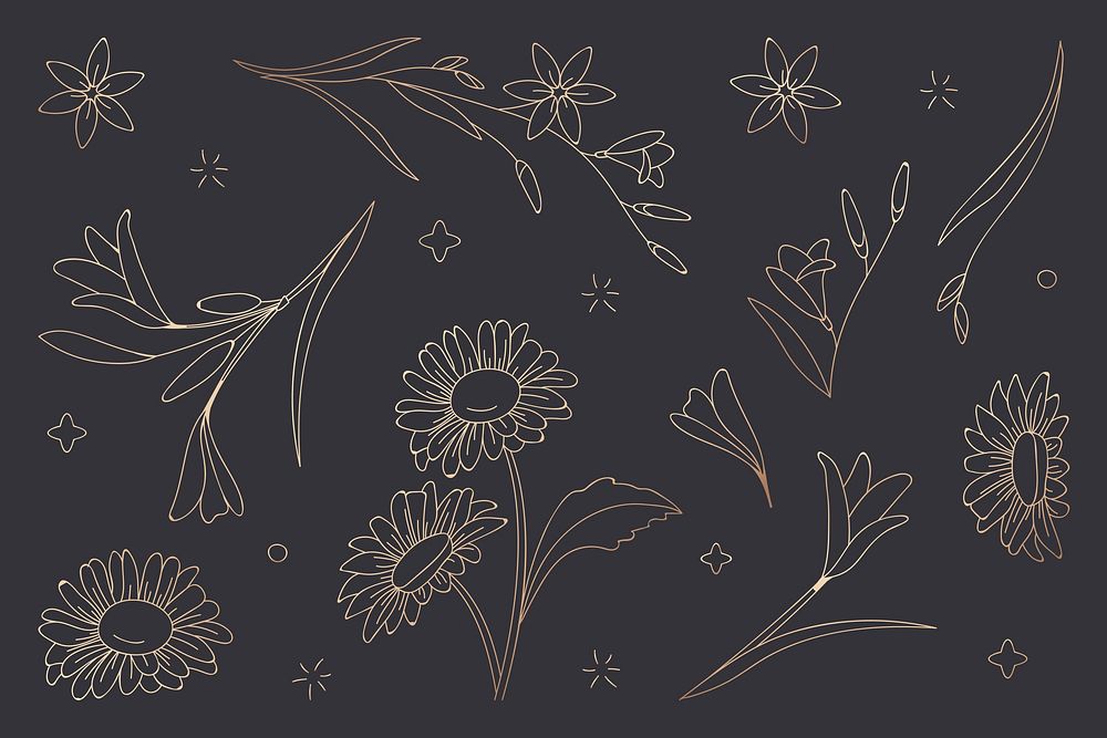 Hand drawn flower patterned background vector