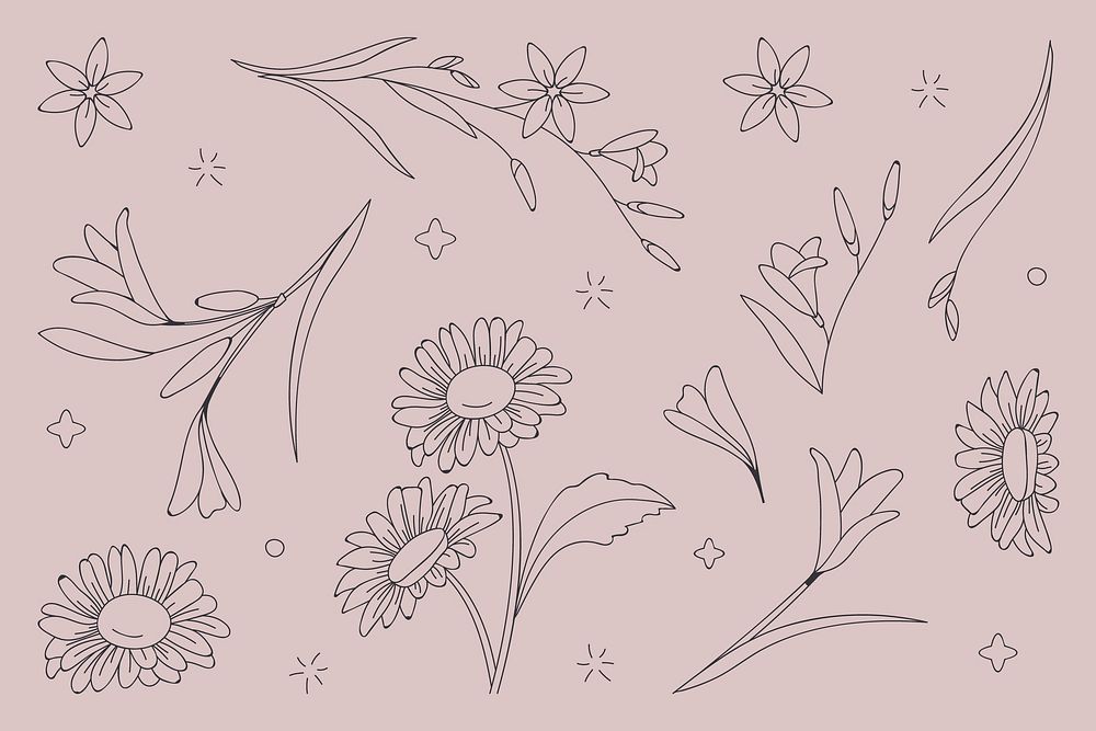Hand drawn flower patterned background vector