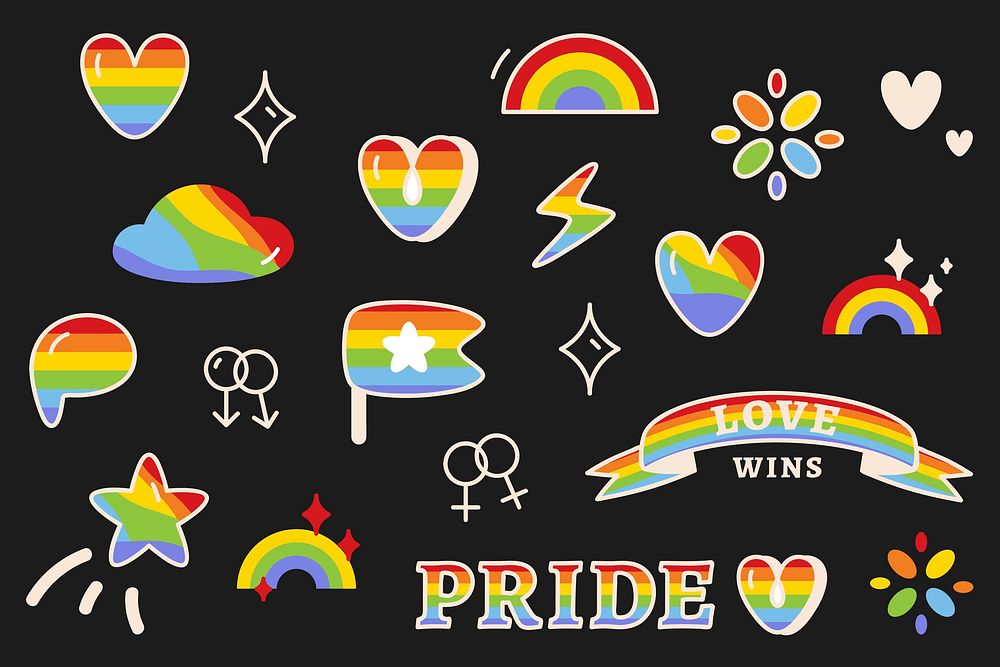 Support LGBTQ pride element vector set