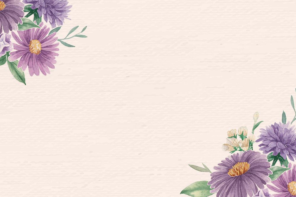Purple flowers pattern on beige background vector