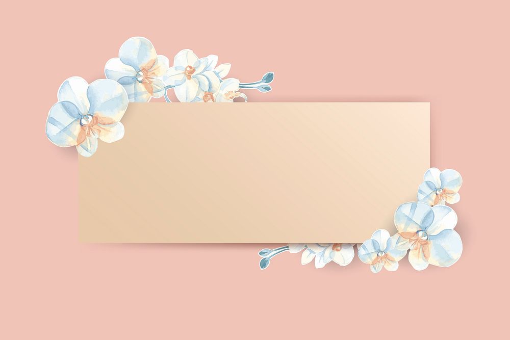 Rectangle beige flower frame vector