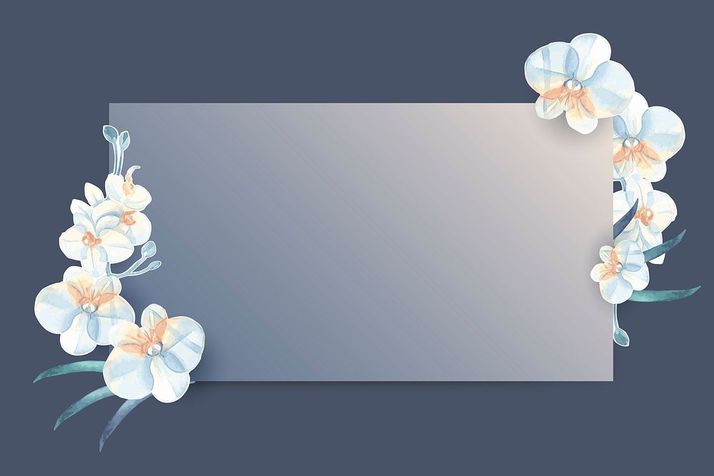 Rectangle blue flower frame vector