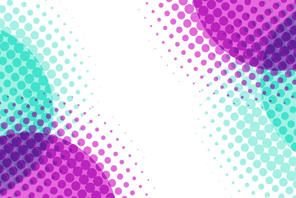 Circle purple and teal halftone pattern background vector