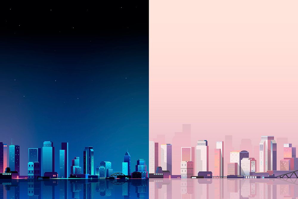 Urban scene day and night background vector