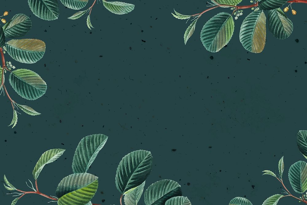 Vintage green leaf background for social media banner