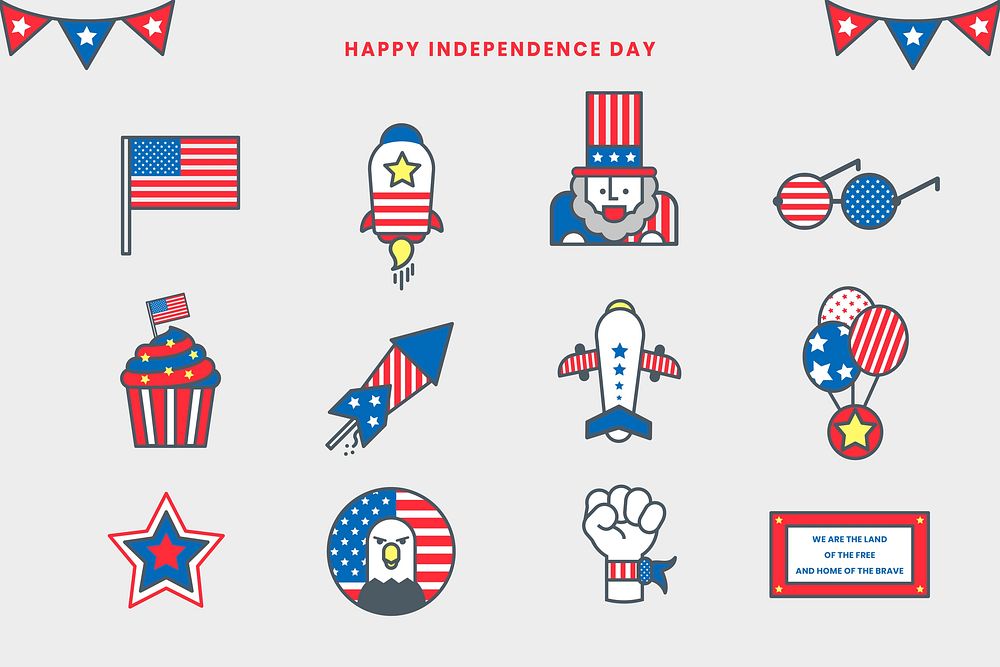 Happy independence day America collection vector
