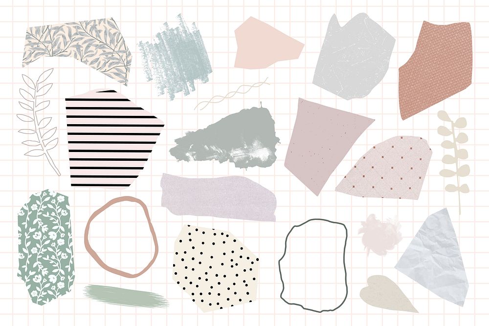 Ripped paper note vector set