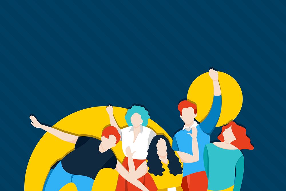 Diverse characters on blue background vector