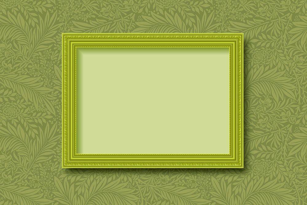 Green frame on a leafy wall vector