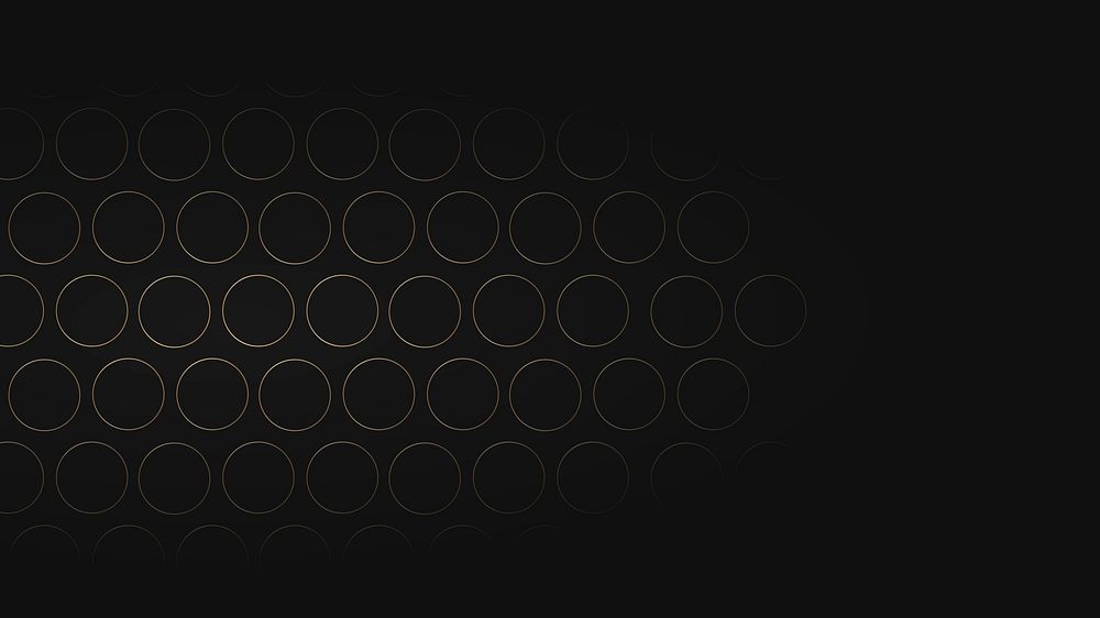 Seamless gold circle grid pattern on black background vector