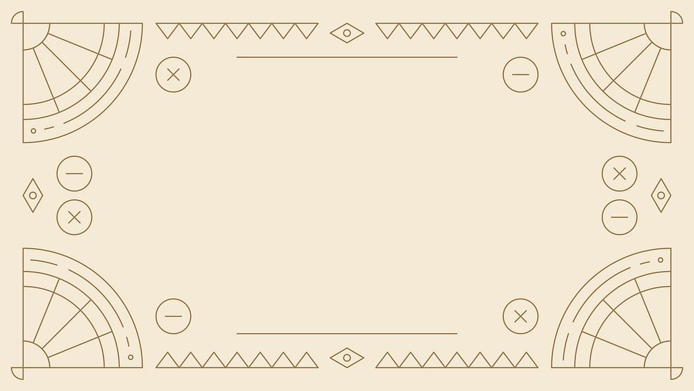 Ethnic geometrical patterned blank beige frame vector