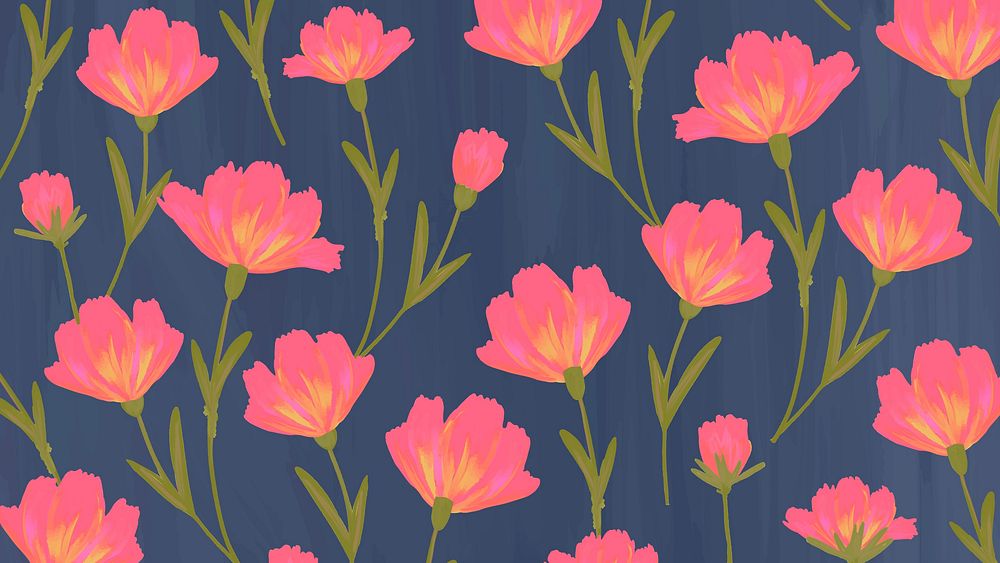 Hand drawn cosmos flower patterned background vector