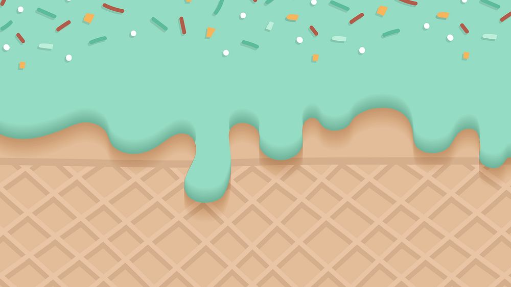 Waffles with green creamy ice cream background vector