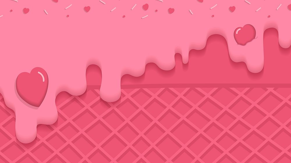 Waffles with pink creamy ice cream background vector
