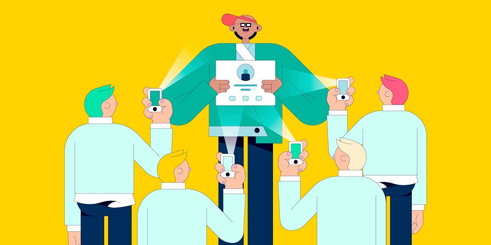 Illustration of diverse people taking photos from their smartphones vector