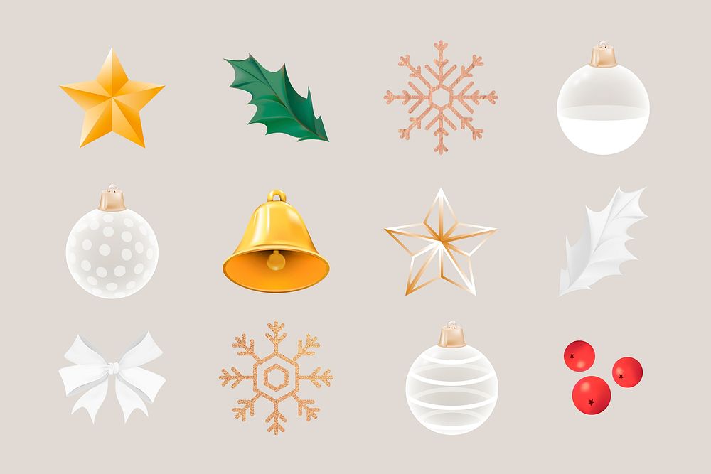 Christmas decorative ornament set vector