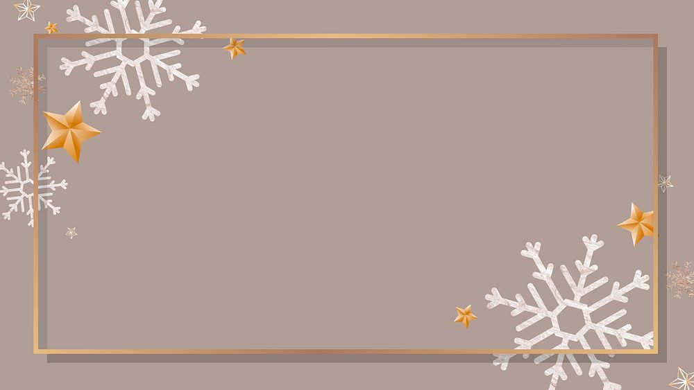 Gold frame with snowflake patterned vector