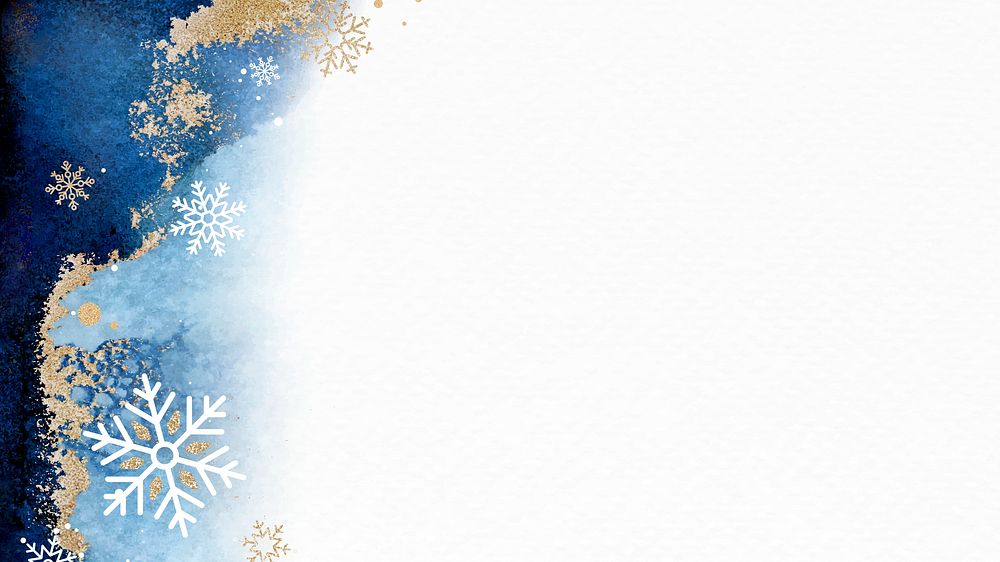 Blue golden snowflake background vector