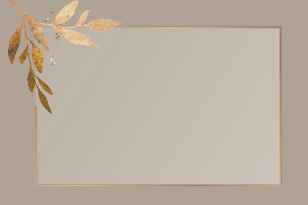 Christmas golden rectangle frame on brown background vector