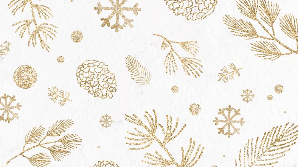 Glittery winter pattern HD wallpaper, pine branch and conifer cone background