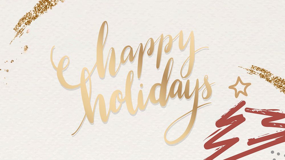 Golden happy holidays card wallpaper vector