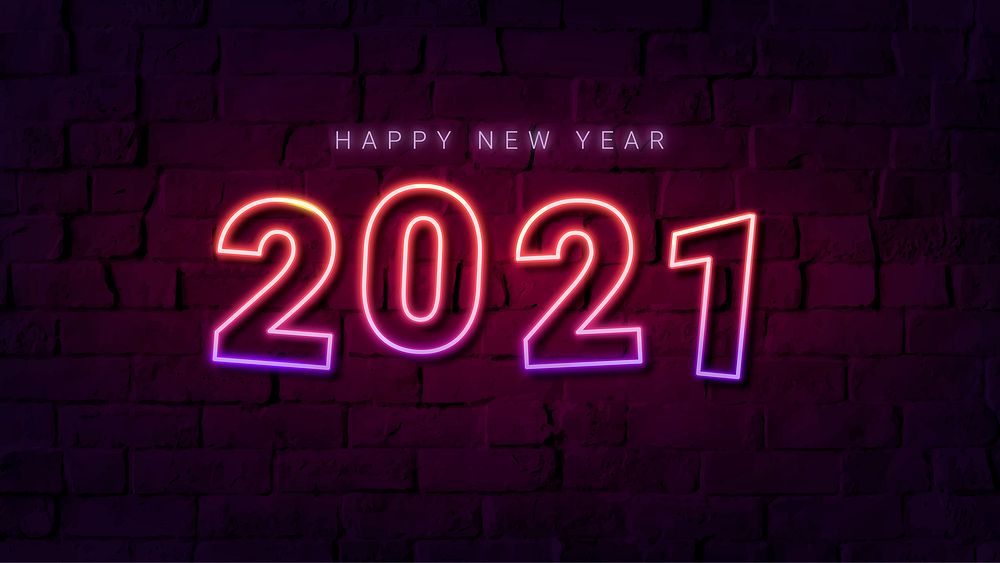 Neon bright happy new year 2021 wallpaper