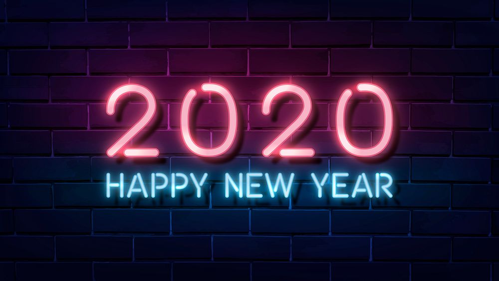 Neon bright happy new year 2020 wallpaper