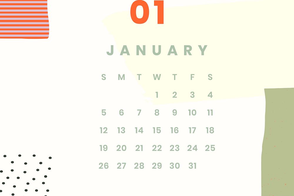 Colorful January calendar 2020 vector