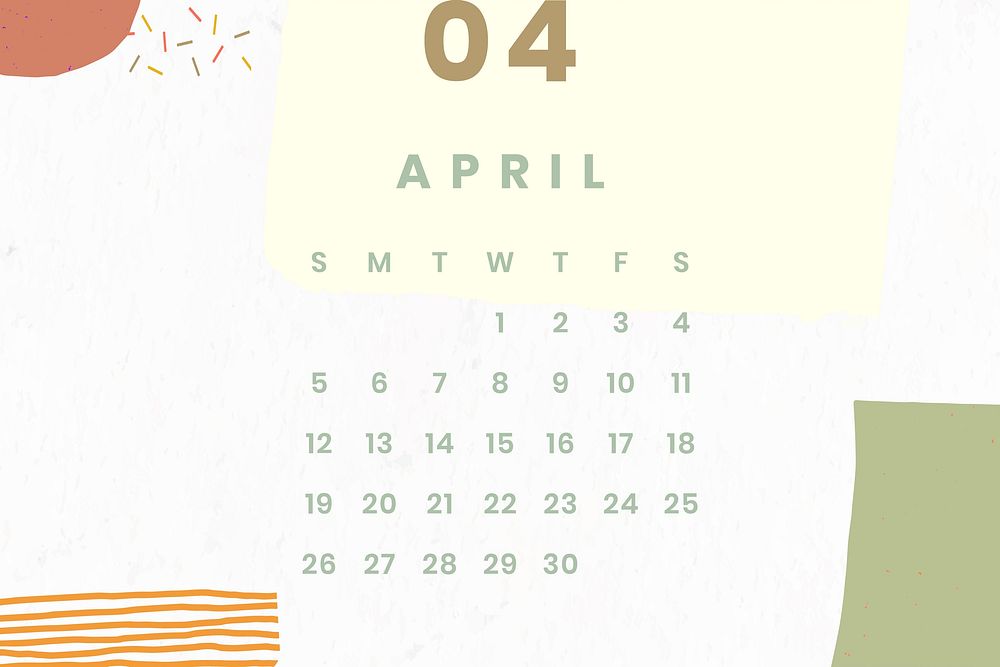 Colorful April calendar 2020 vector