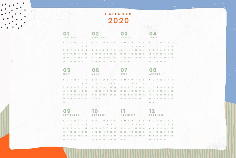 Colorful calendar 2020 vector set