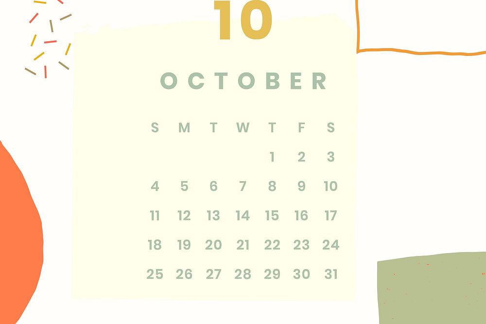 Colorful October calendar 2020 vector | Premium Vector - rawpixel