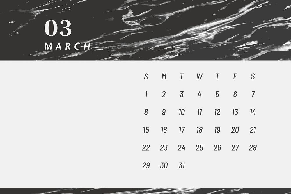 Black March calendar 2020 vector