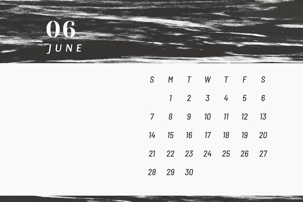 Black June calendar 2020 vector
