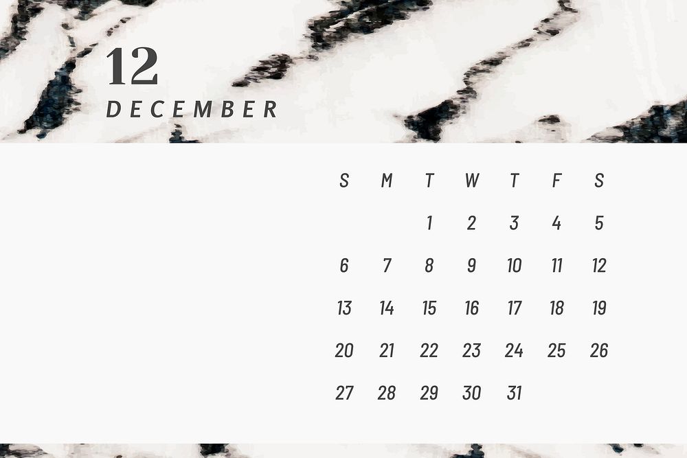 Black December calendar 2020 vector