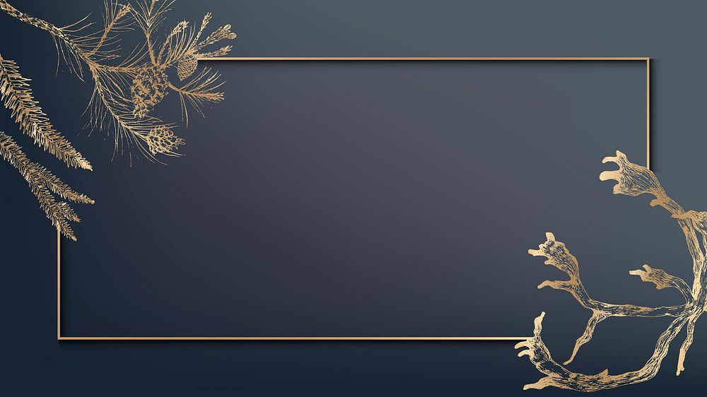 Gold frame decorated with antlers social background vector