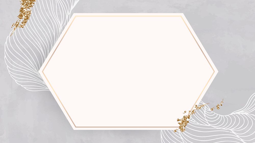 Golden glittery hexagon frame wallpaper vector