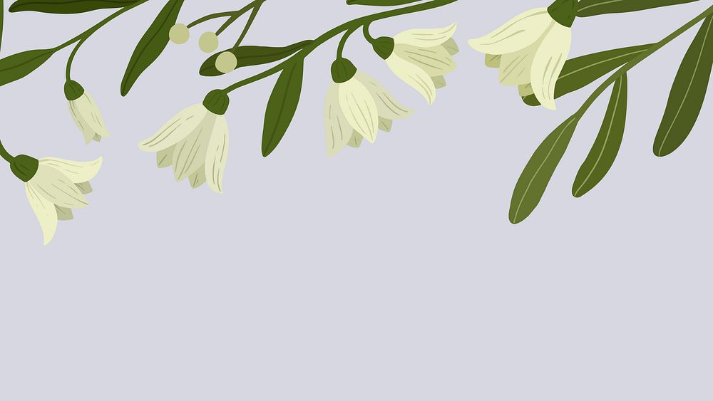 White botanical copy space on a purple background mobile wallpaper