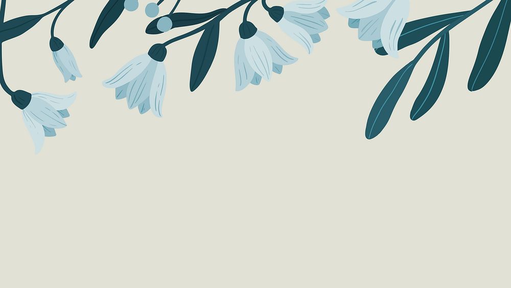 Blue botanical copy space on a gray background mobile wallpaper