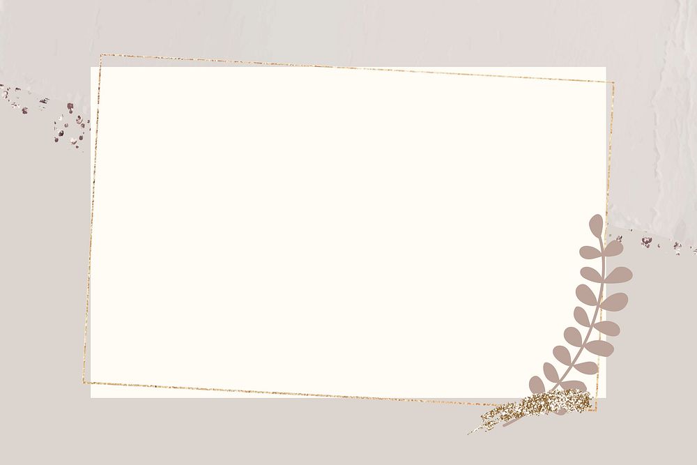 Leafy gold frame on beige background vector