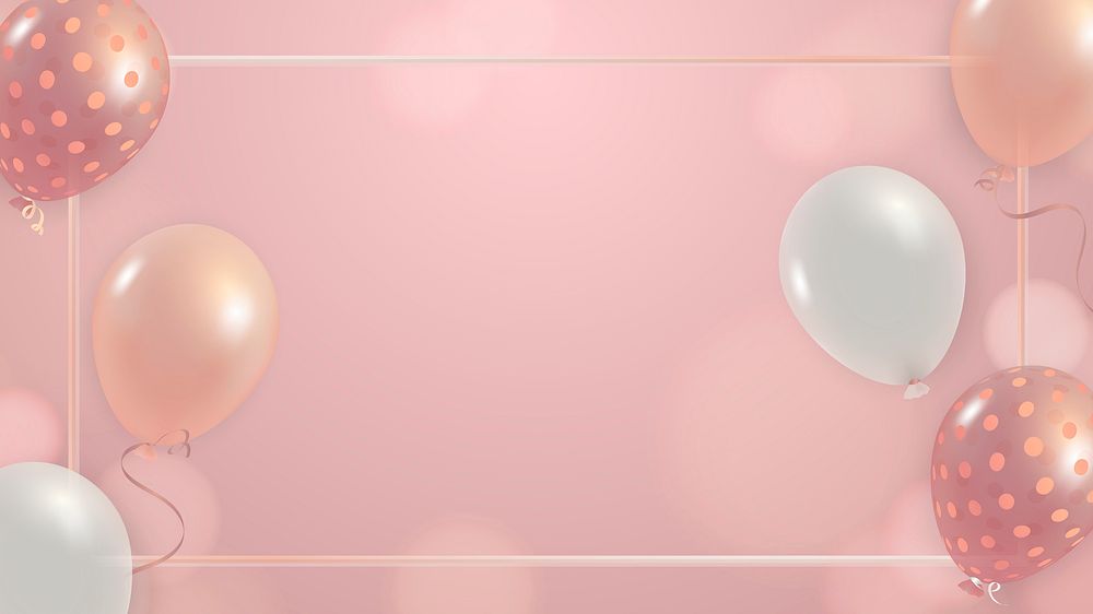 Girly birthday balloons frame psd