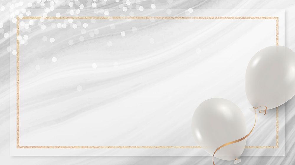 White balloons frame on white and gray background design vector