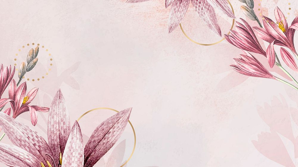 Pink amaryllis HD wallpaper, vintage floral pattern background 