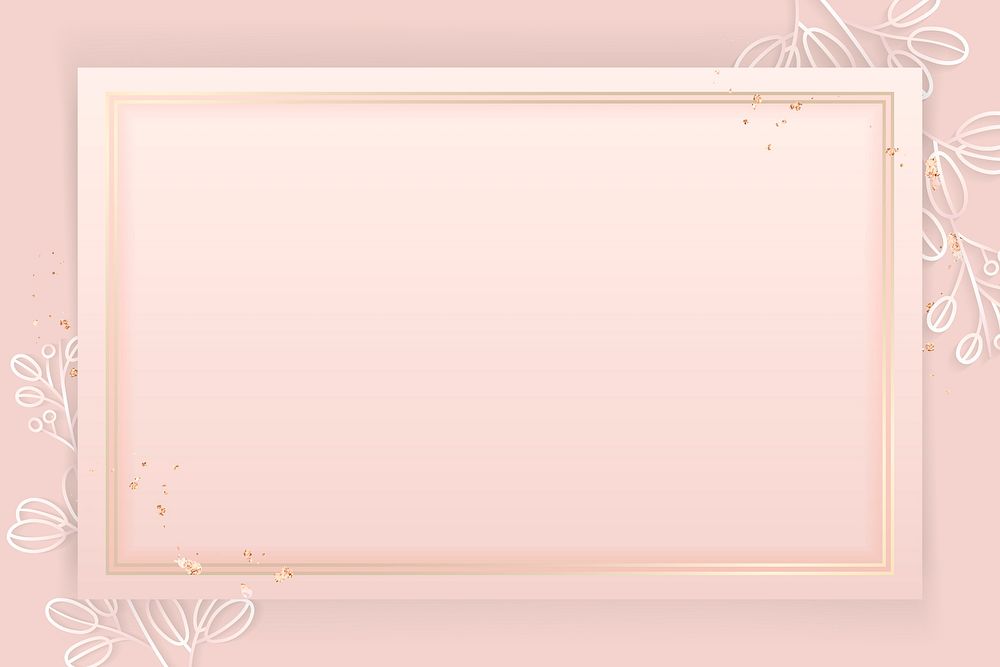 Rectangle frame on floral pattern pink background vector