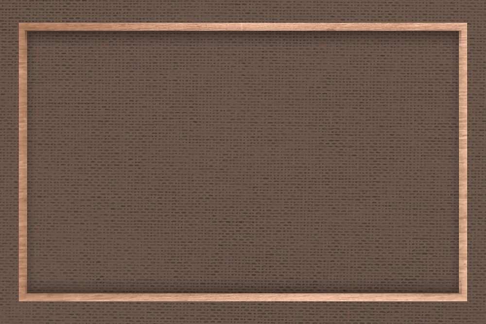 Wooden frame on brown fabric textured background vector