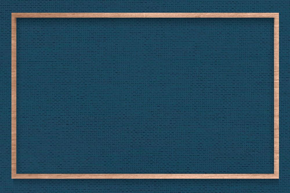 Wooden frame on blue fabric textured background vector
