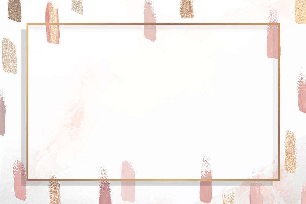 Rectangle gold frame with paintbrush textured background vector
