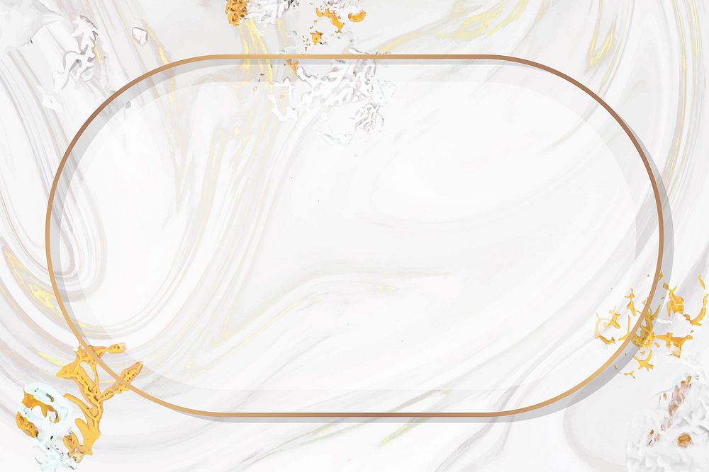 Oval gold frame with paintbrush textured background vector