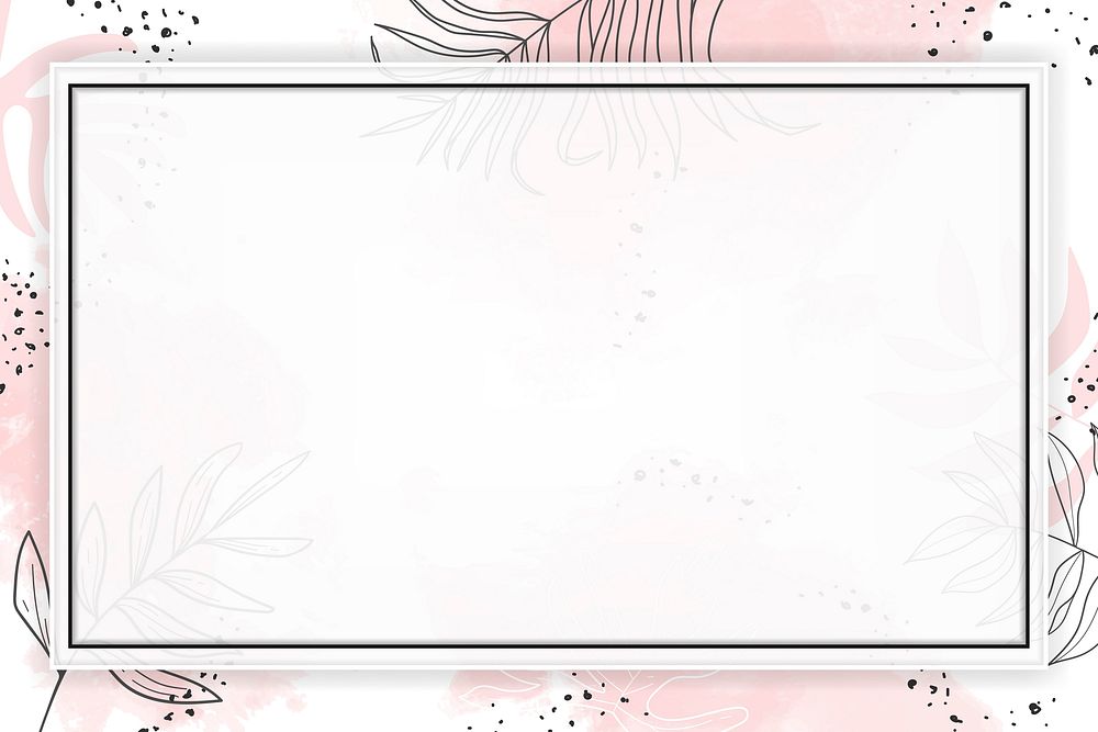 Pink rectangle watercolor frame vector